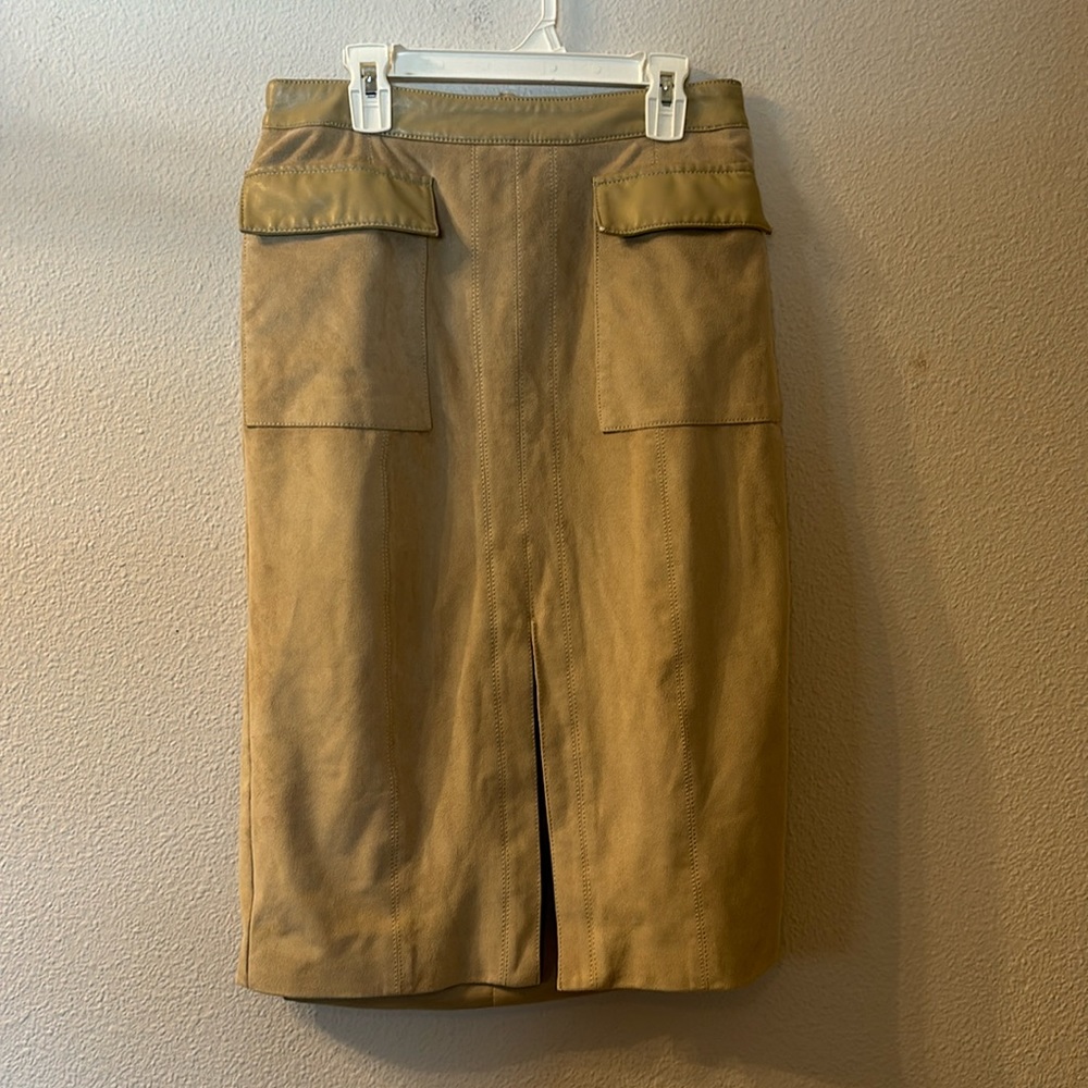 Maeve tan faux seude pencil skirt size 4